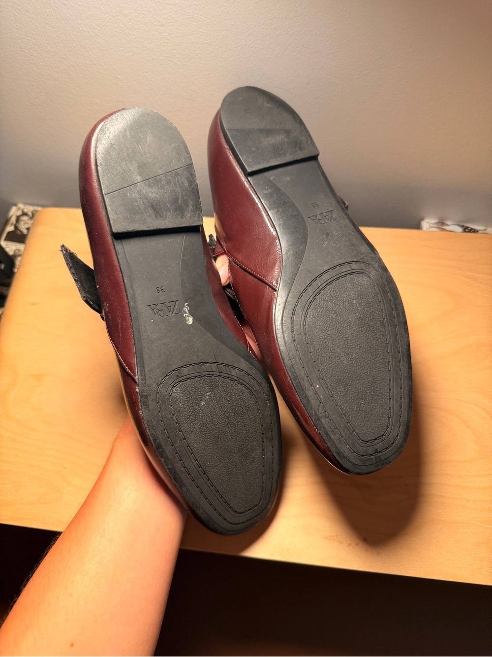 Zara Burgundy Patent Mary Jane Ballet Flat - Picture 3 of 4
